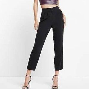 Black High Waisted Pleated Ankle Pant